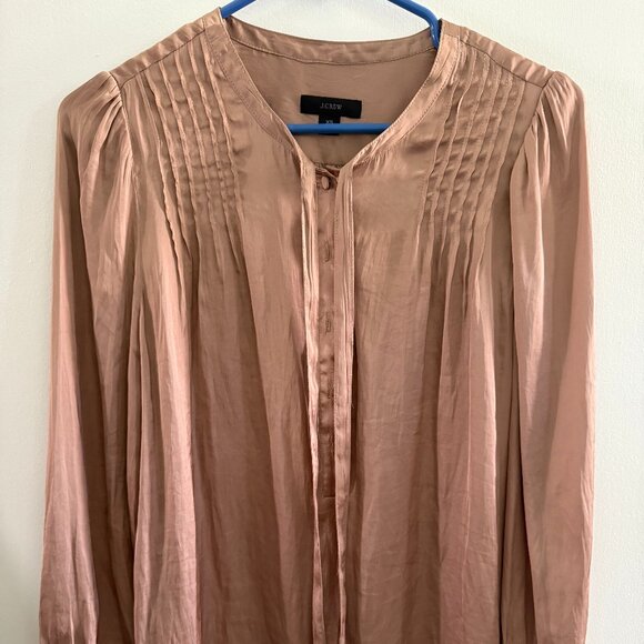 J. Crew Featherweight satin tie-neck top - Picture 1 of 5